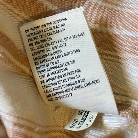 AMERICAN Eagle Womens Boyfriend Fit Neutral Striped Button Down Shirt Size Small - Picture 4 of 7